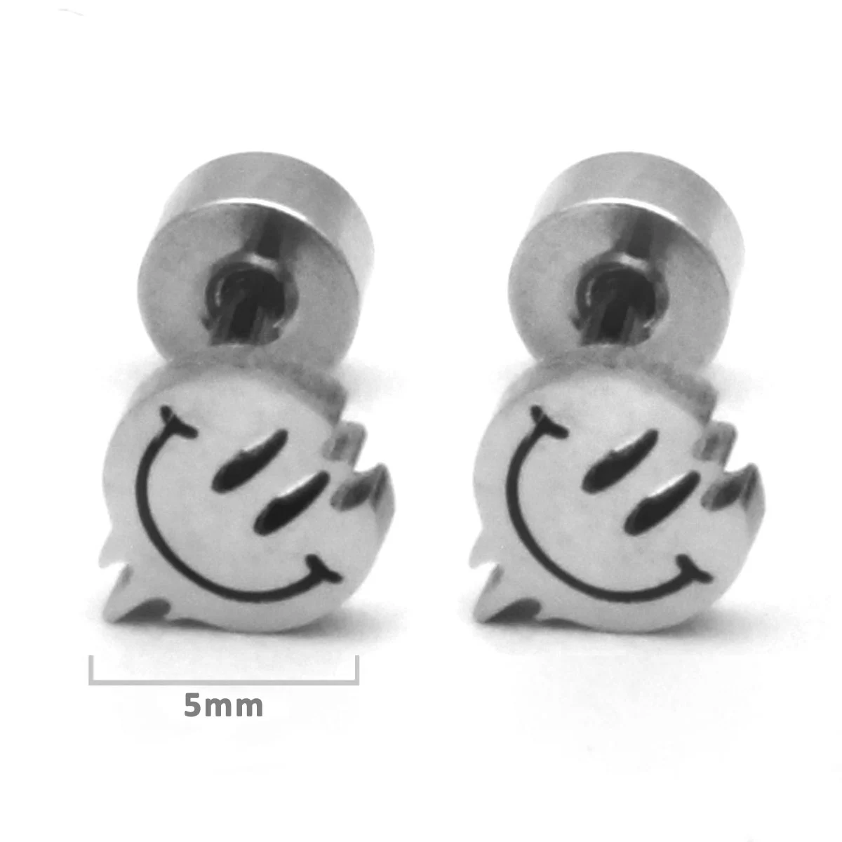 Aretes Tipo Broquel Dormilon Acero Plateado Happy Face