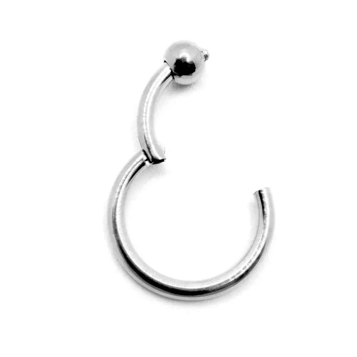 Arete Acero Plateado Tipo Piercing Aro 8mm Balin Clicker