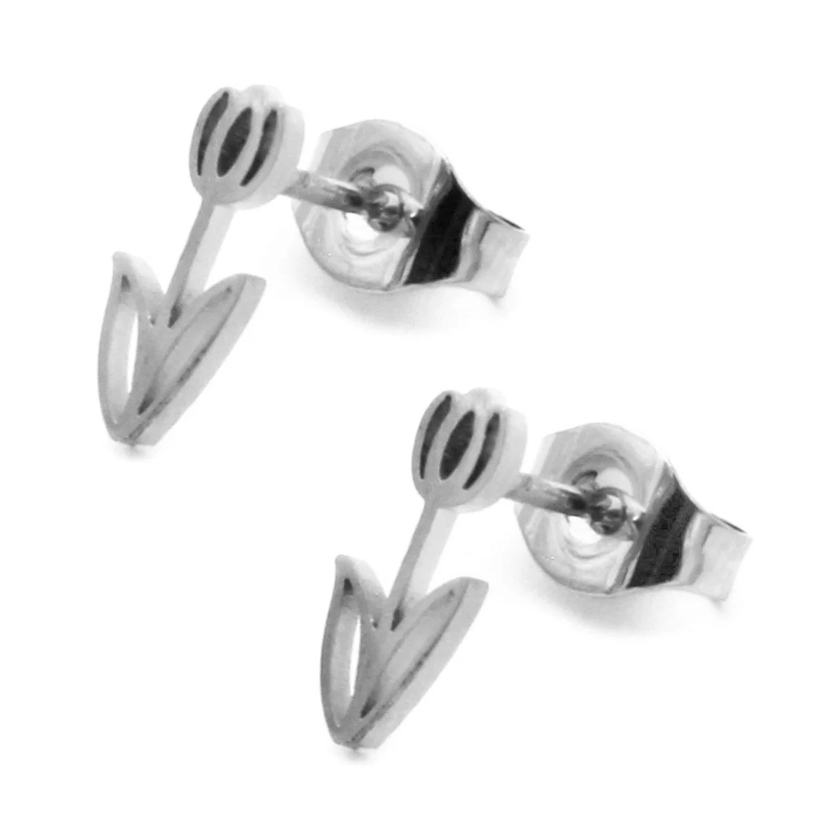 Set Joyeria Acero Plateado Bella Flor Romantica Tulipan