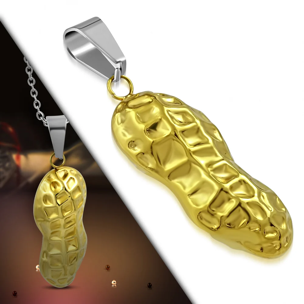 Dije Acero Dorado Cacahuate de la Fortuna Tradicional