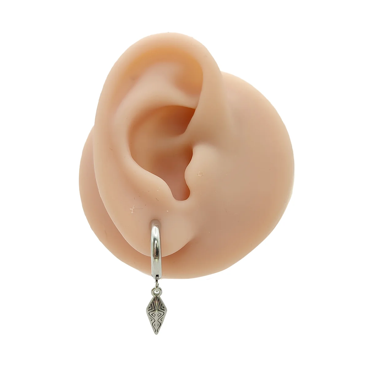 Piercing de Oreja Acero Plateado Colgante Daga Huggie