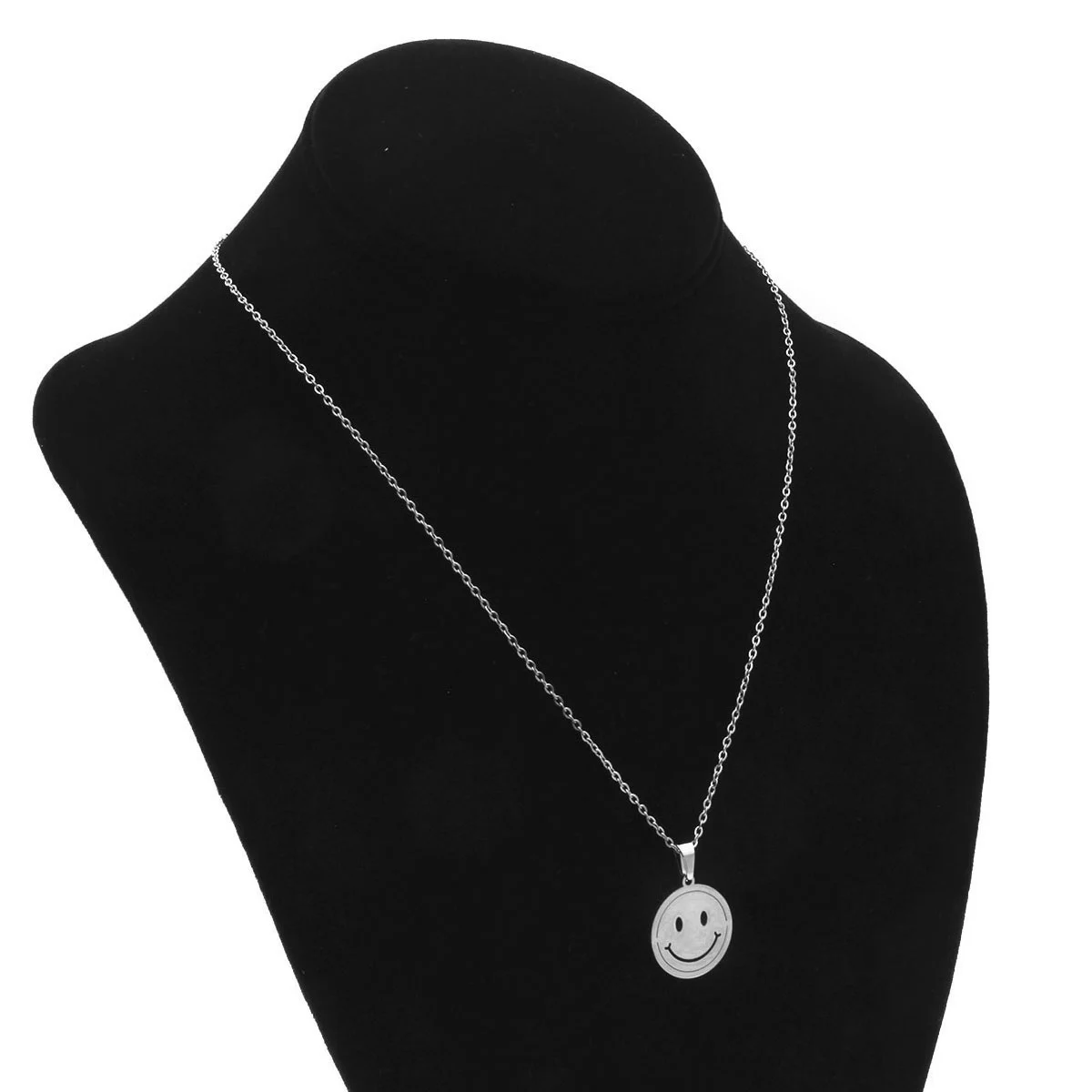 Set Joyeria Acero Plateado Happy Face Cara Feliz Lisa