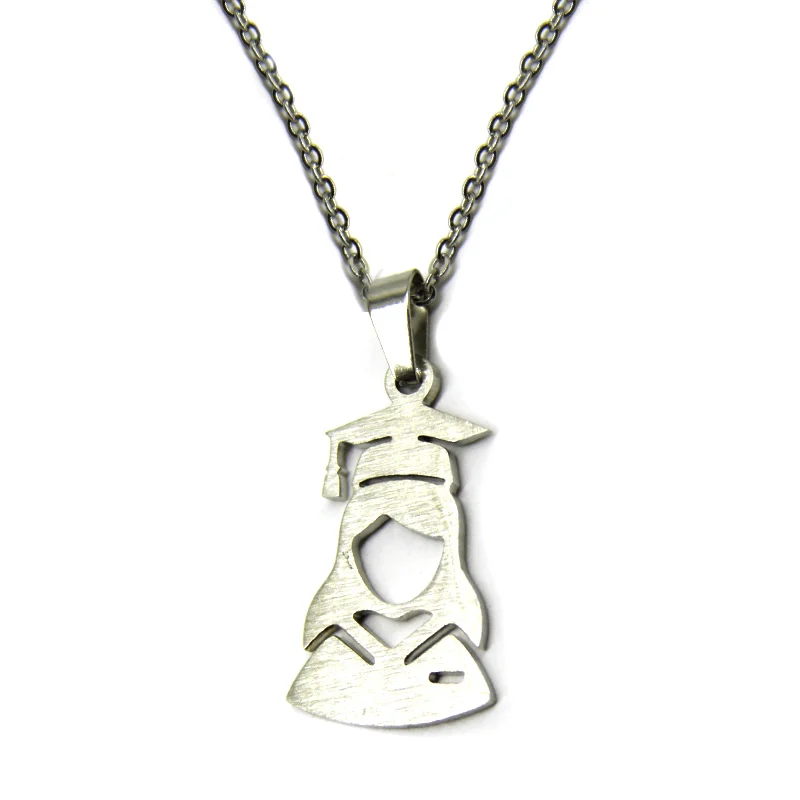 Collar Acero Plateado Dije Graduación Mujer