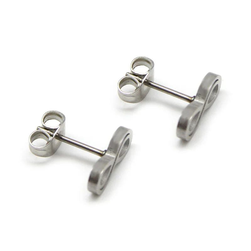 Aretes Tipo Broquel Acero Inoxidable Plateado Infinito