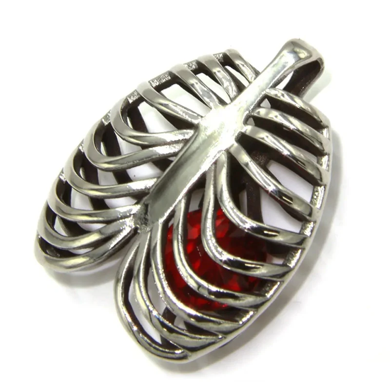 Dije Acero Plateado Diafragma Corazon Zirconia Rubí Amor