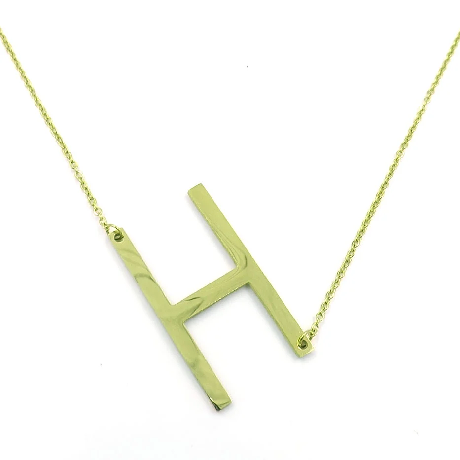 Collar Acero Inoxidable Dorado Letra H Gigante