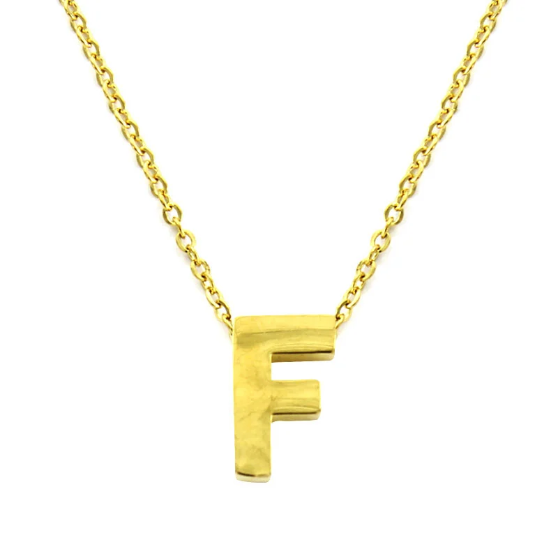 Collar Acero Inoxidable Dorado Letra F Pequeña Nice