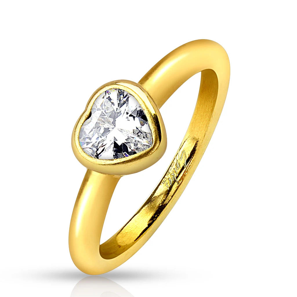 Anillo de Acero Dorado Compromiso Eterno Corazon