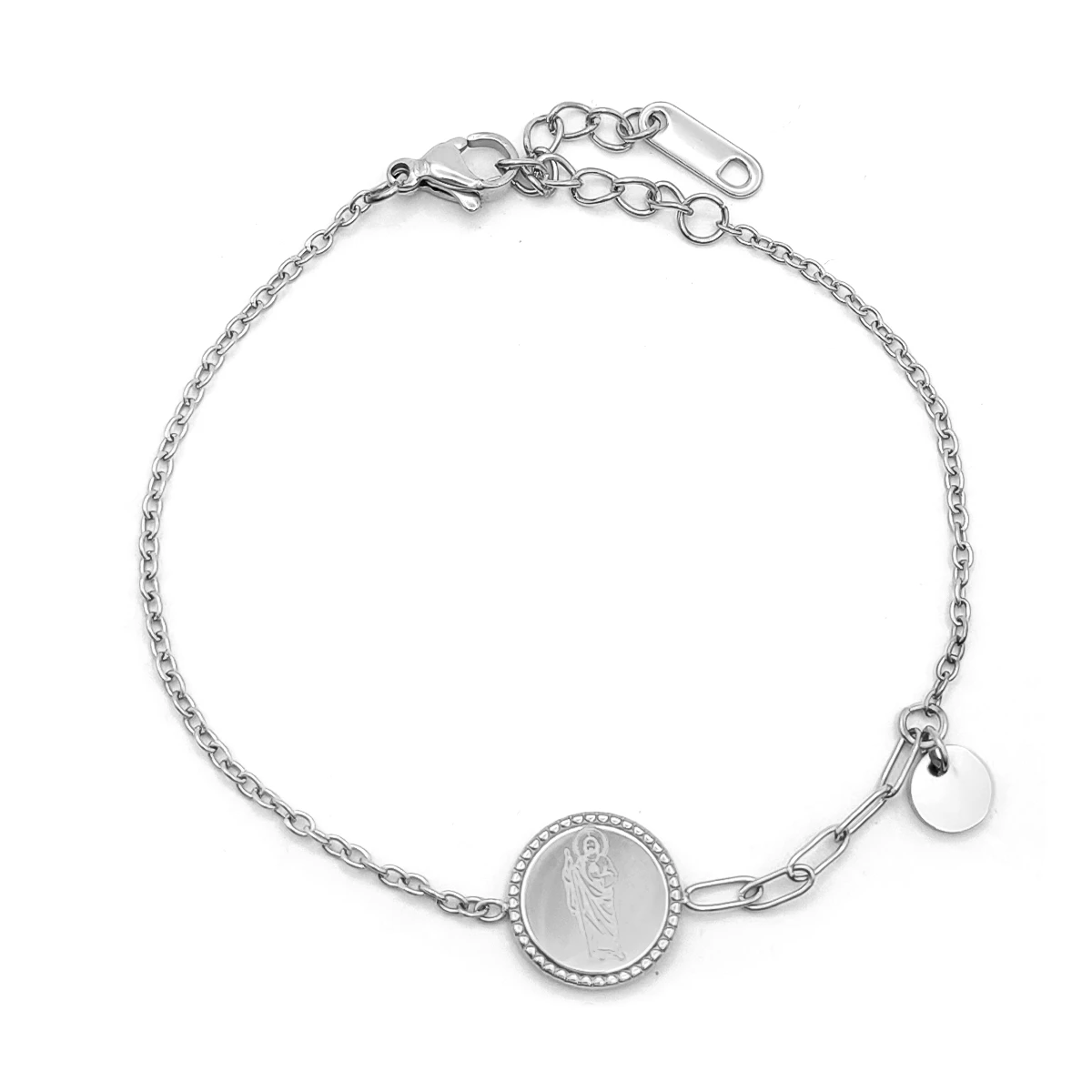 Pulsera Acero Inox Colgante Medalla San Judas Tadeo