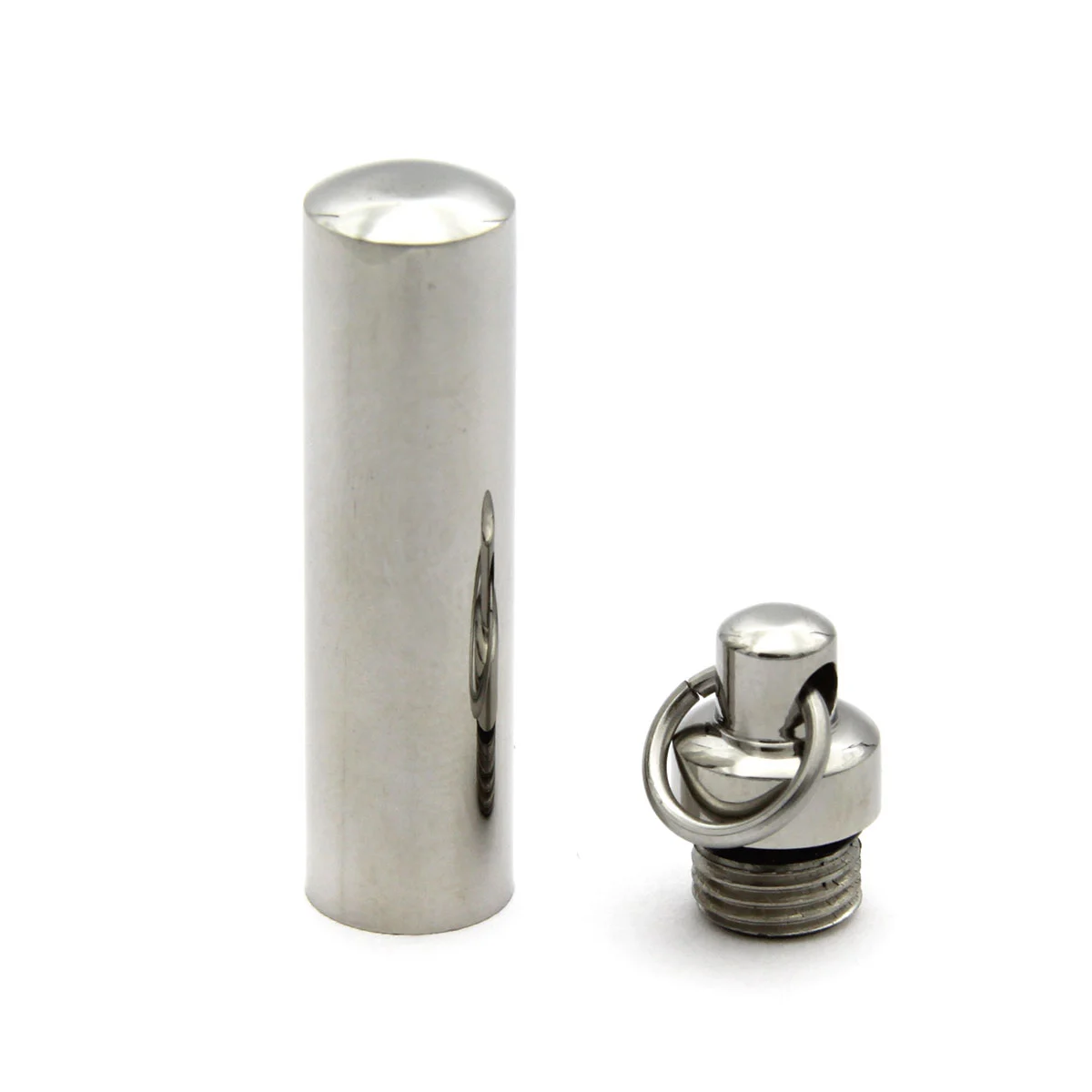 Dije Tipo Urna Cenizas Acero Plateado Cilindro 4.5cmx10mm