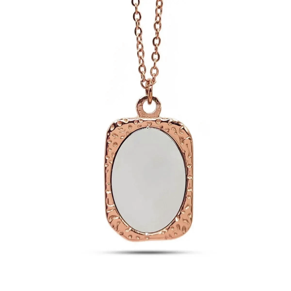 Collar Acero Retrato Rectangular Placa Oval Para Grabado