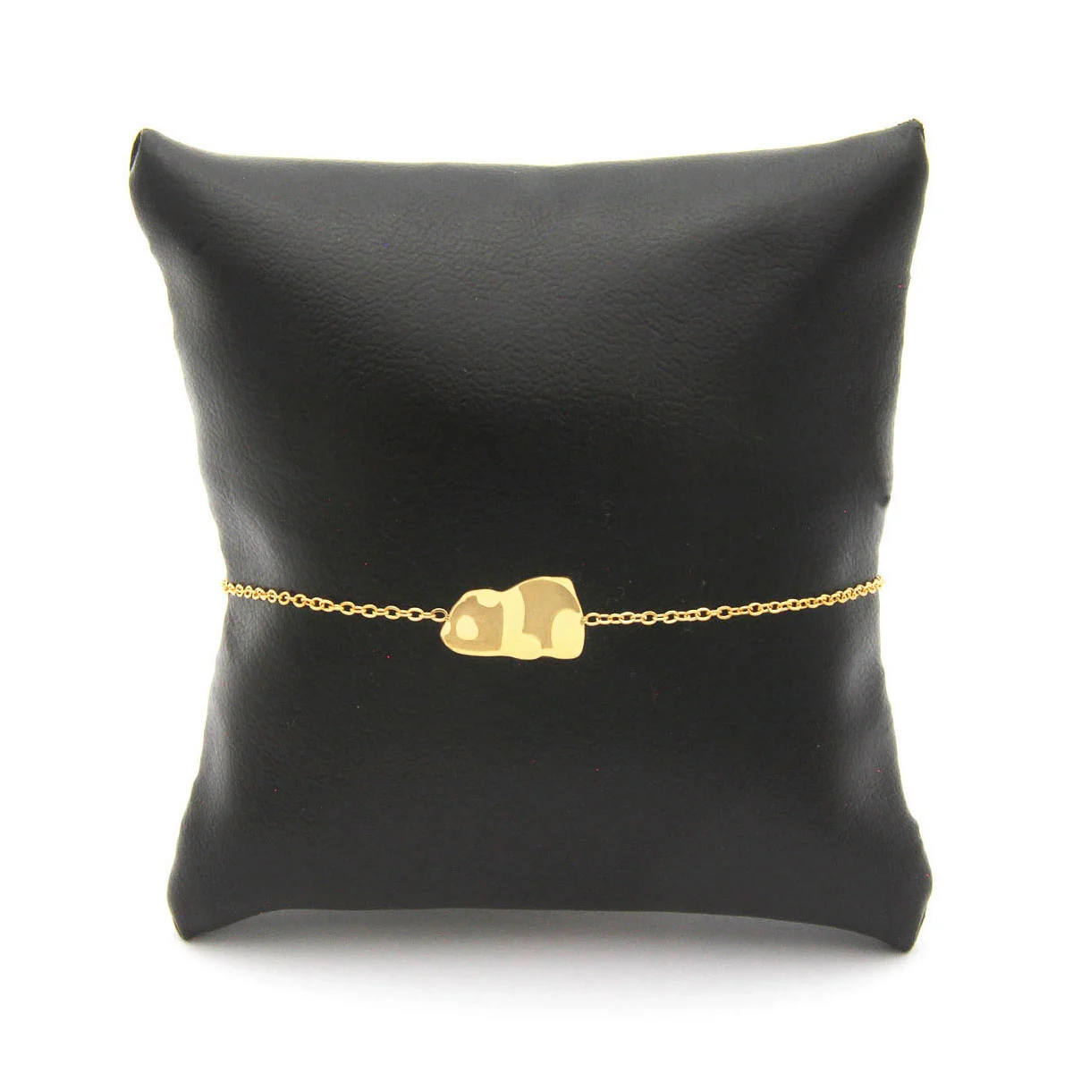 Pulsera Acero Inoxidable Dorado Panda Acostado Suerte