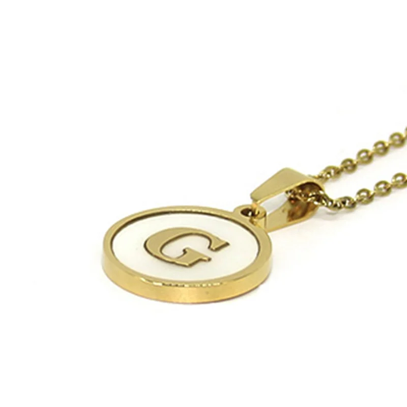 Collar Acero Dorado Letra G Madre Perla