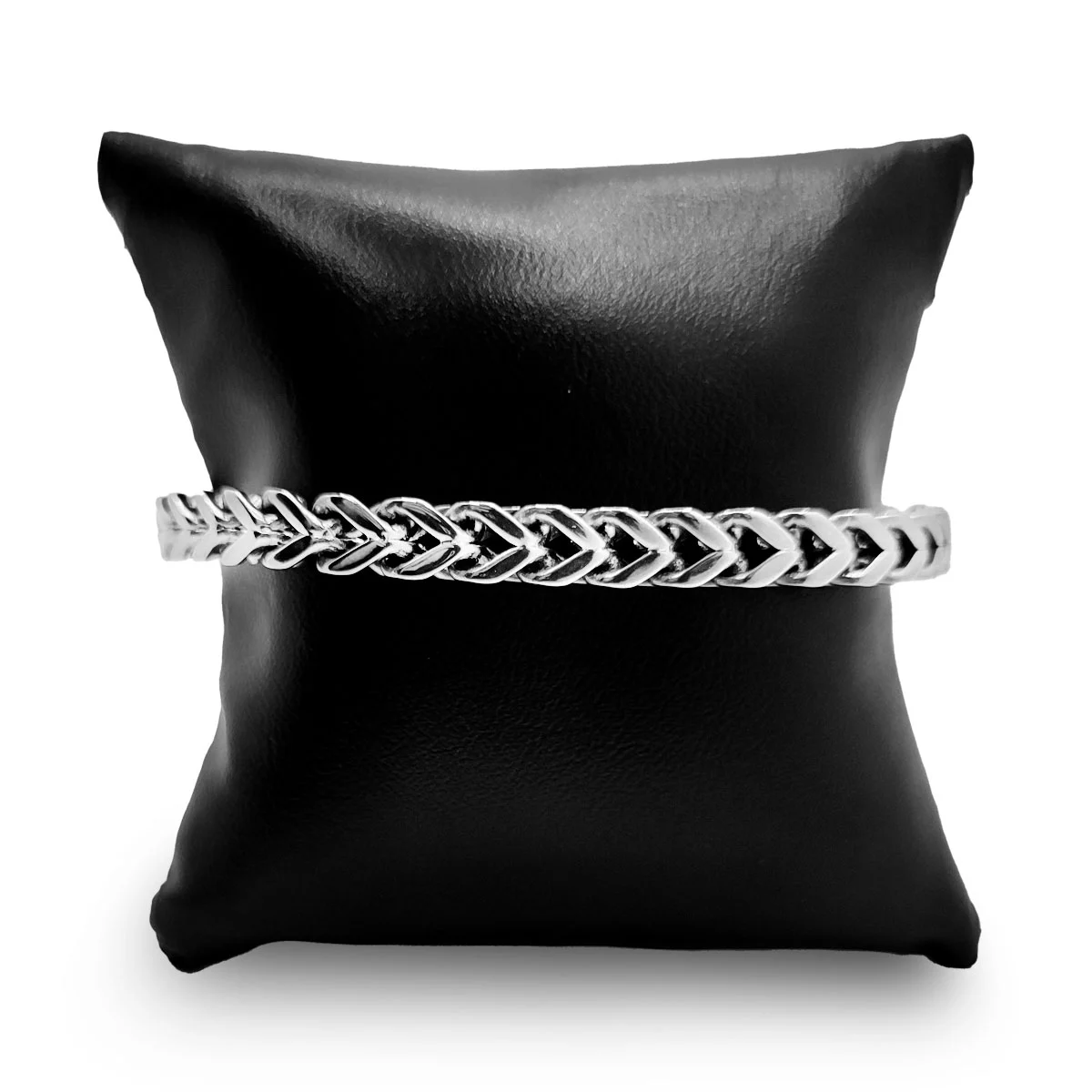 Pulsera Acero Plateado Hombre Esclava Cubica Trenzada