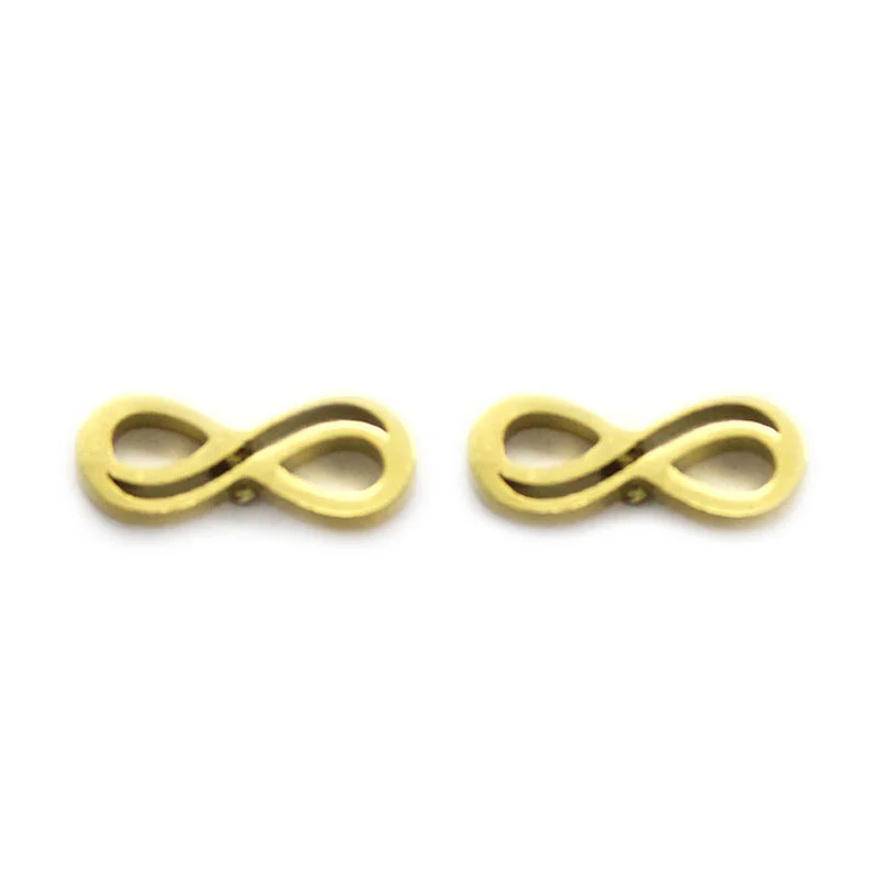 Aretes Tipo Broquel Acero Inoxidable Dorado Infinito
