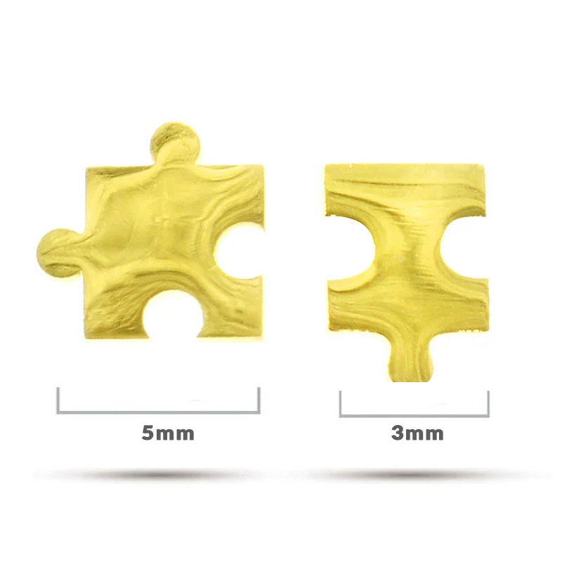 Aretes Tipo Broquel Acero Dorado Petite Rompecabezas