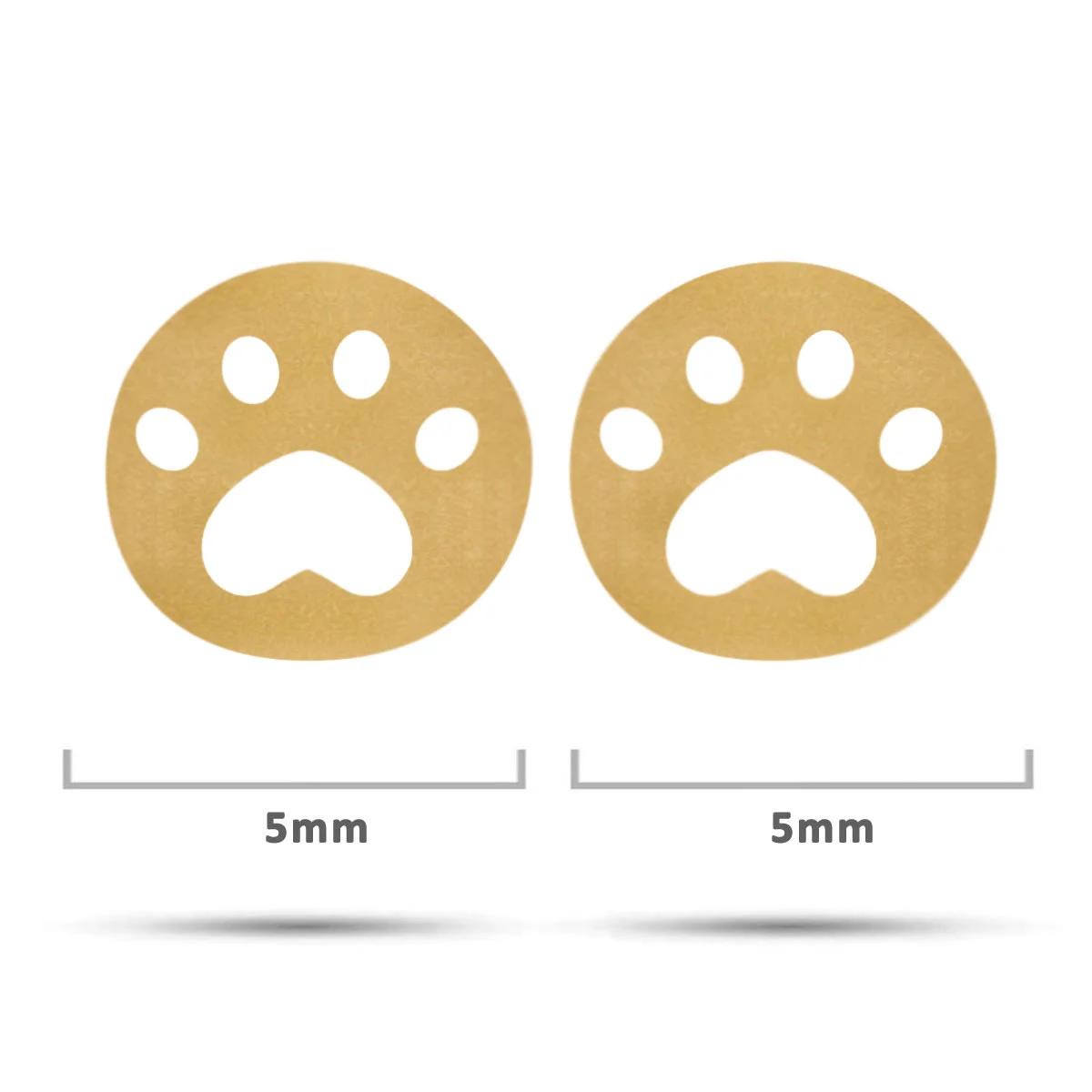 Arete Tipo Broquel Acero Dorado Huella Perro Mascota