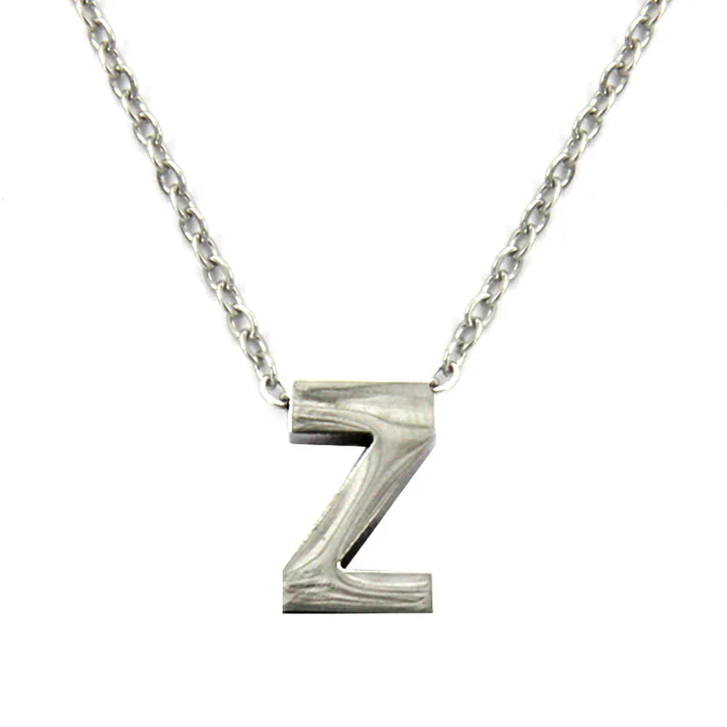 Collar Acero Inoxidable Plateado Letra Z Pequeña Nice