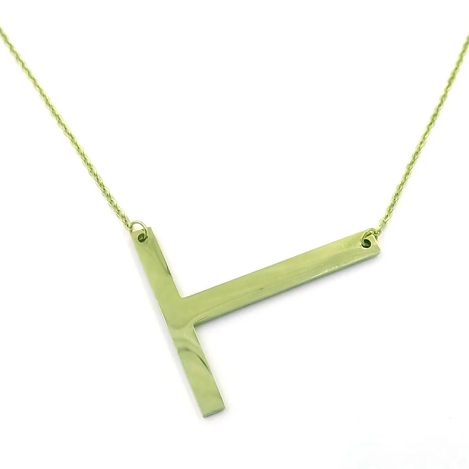 Collar Acero Inoxidable Dorado Letra T Gigante