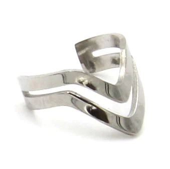 Ear Cuff Acero Inoxidable Plateado Triángulo Moderno - aretes
