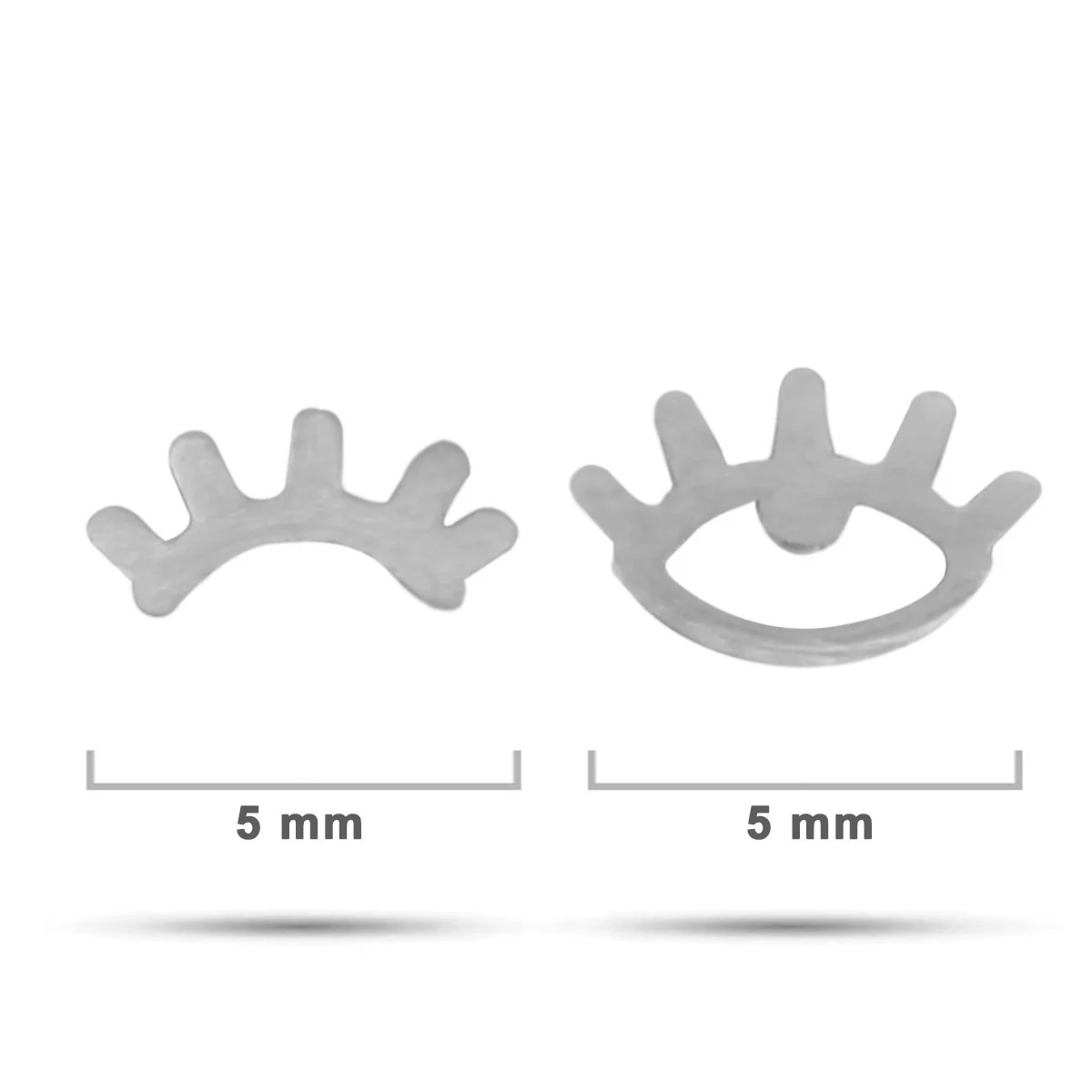 Arete Tipo Broquel Acero Plateado Pequeños Ojos Lisos