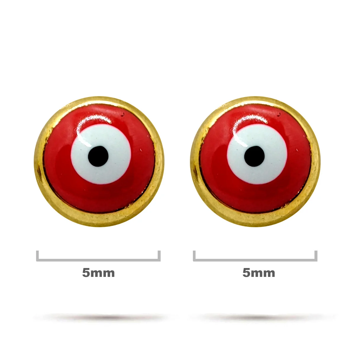 Aretes Acero Dorado Broquel Ojo Turco Rojo Protección
