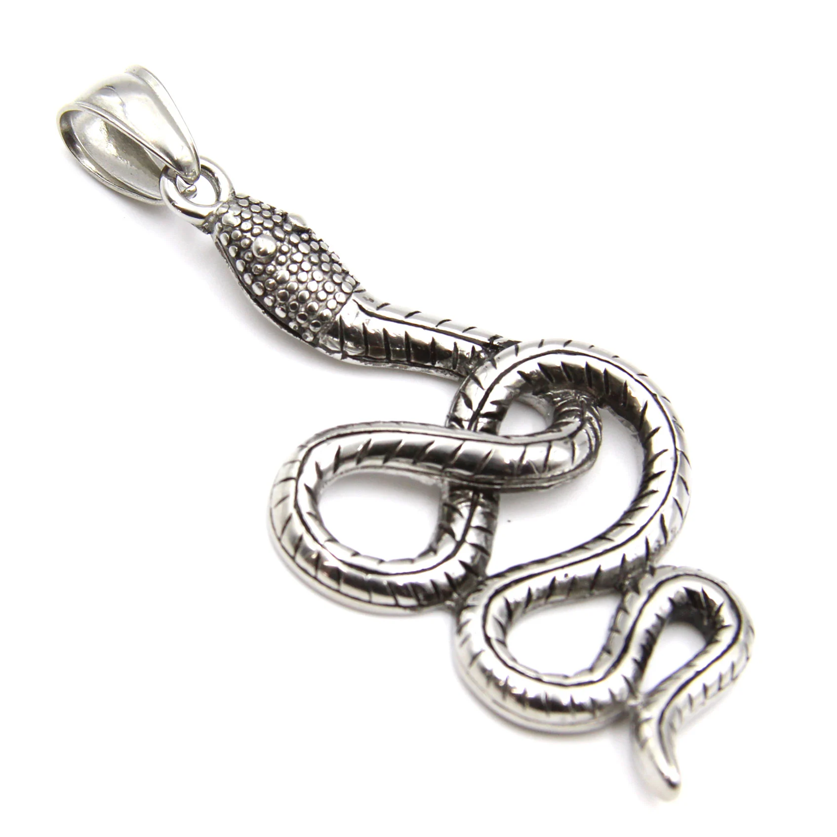 Dije Acero Inoxidable Plateado Serpiente Víbora Enroscada