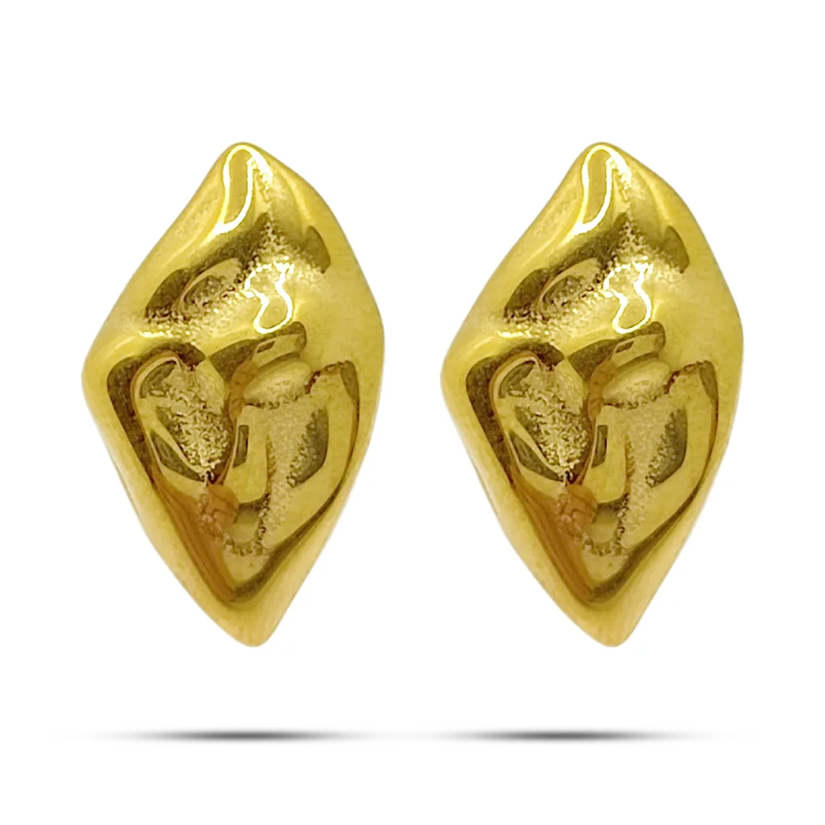 Aretes Acero Inox Rombo Irregular Martillado Pequeño