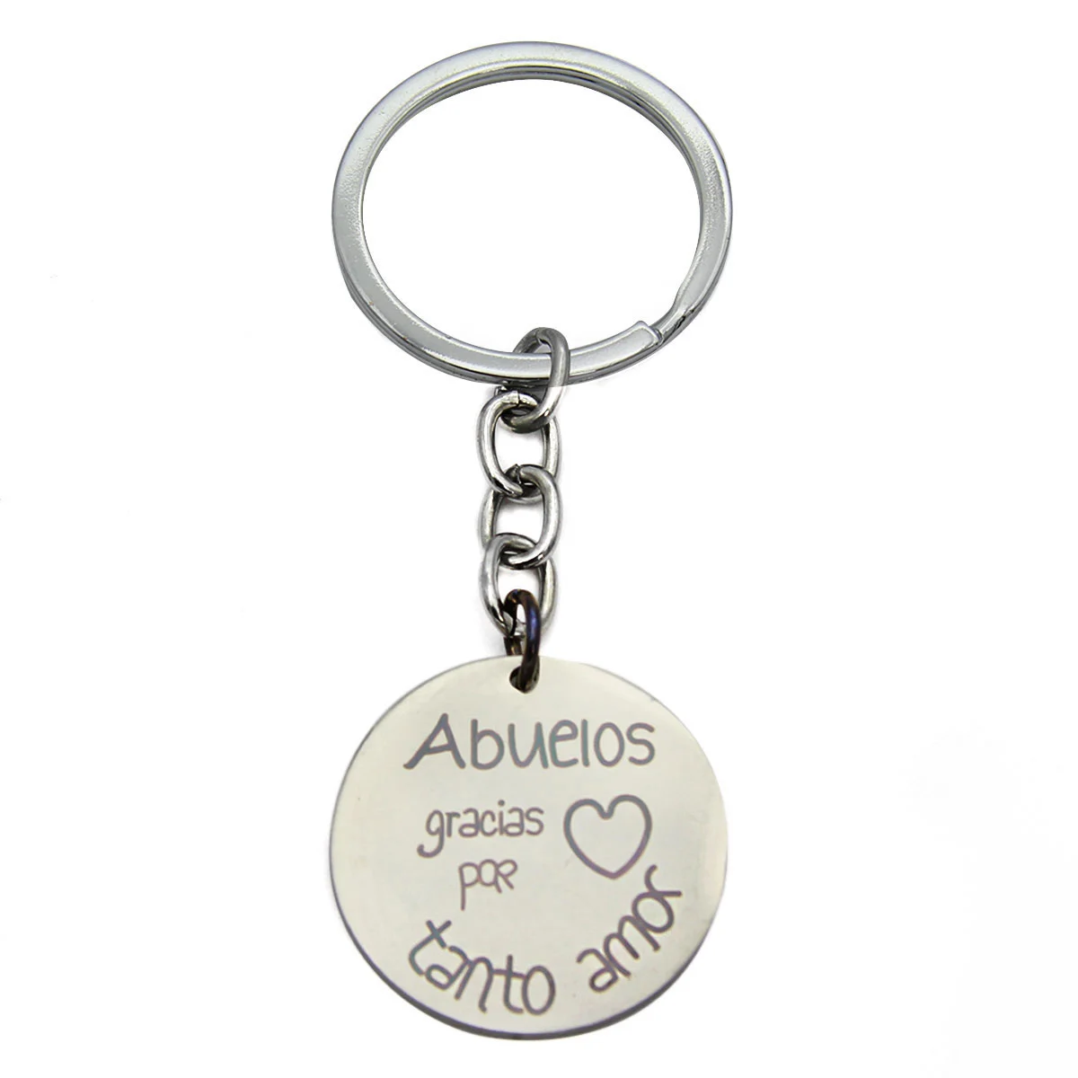 Llavero Acero Plateado Abuelos Gracias Por Tanto Amor