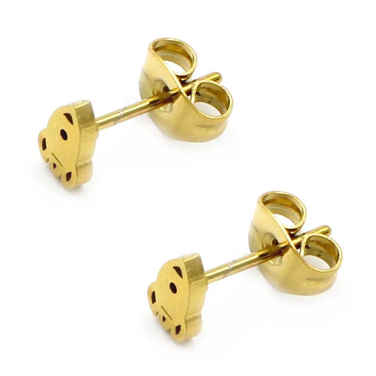 Aretes Acero Inox Dorado Tipo Broquel Cohete Espacial