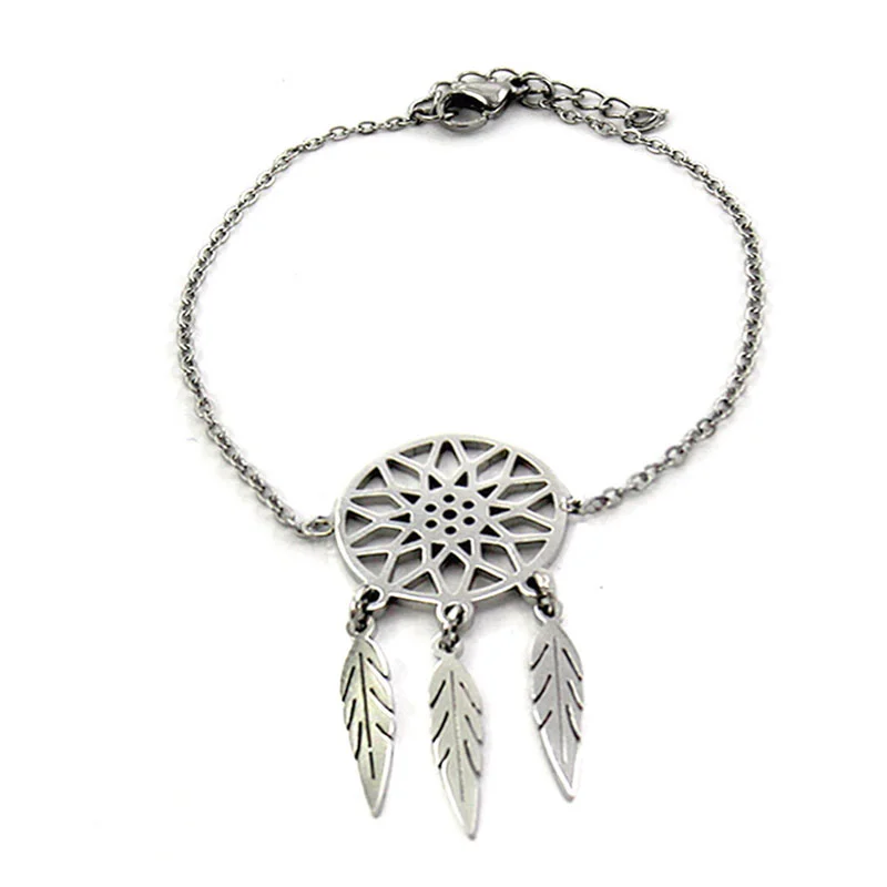Pulsera Acero Inox Plateado Atrapa Sueños Rueda Vida