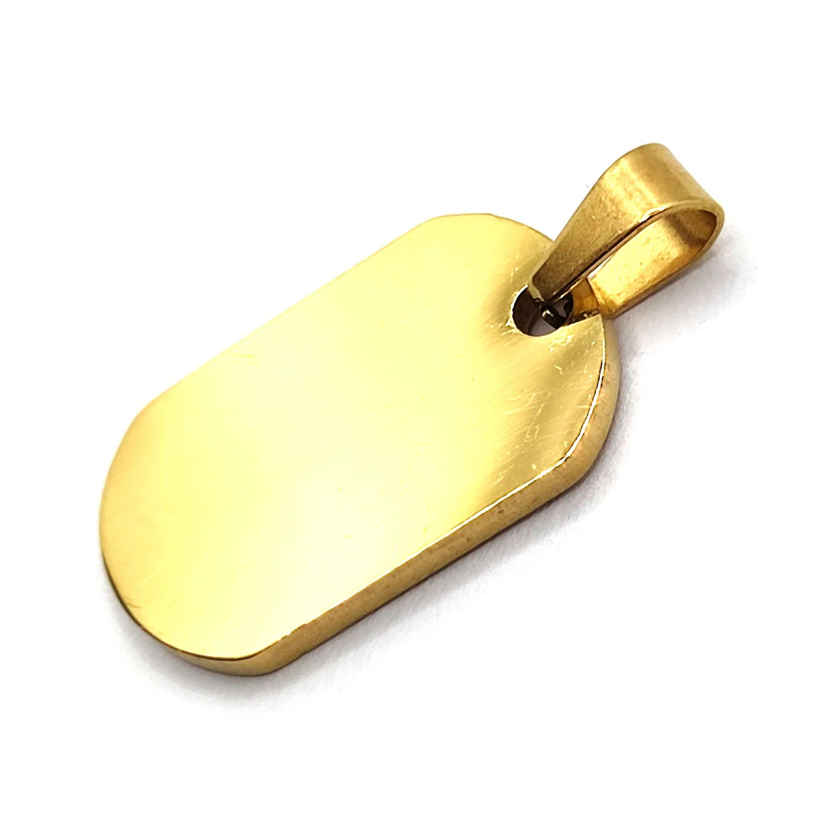Dije Acero Inoxidable Dorada Mini Placa Lisa Simple 23 mm