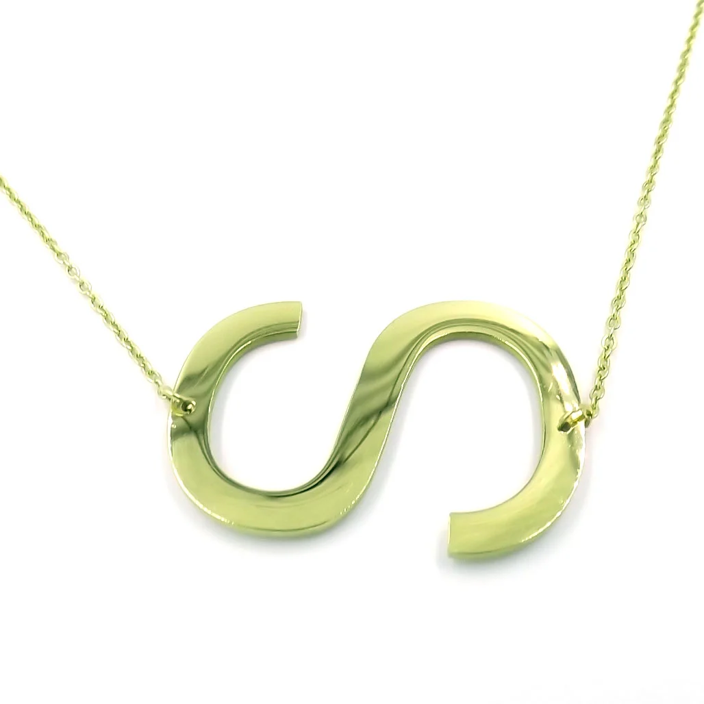 Collar Acero Inoxidable Dorado Letra S Gigante