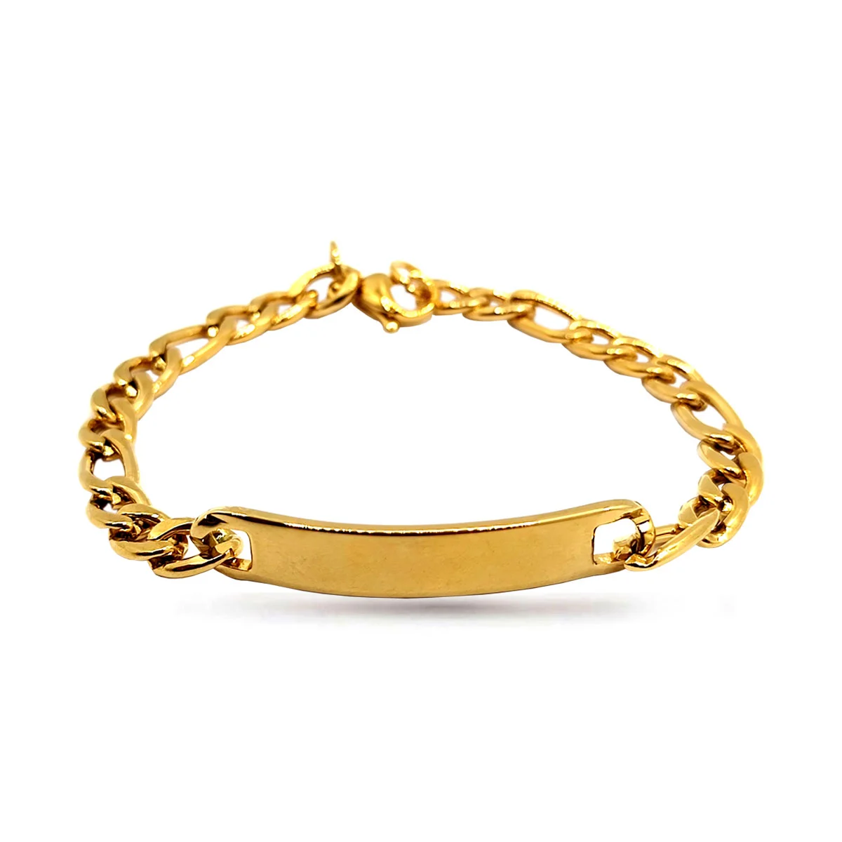 Pulsera Acero Dorado Esclava 3x1 Placa Delgada Grabar