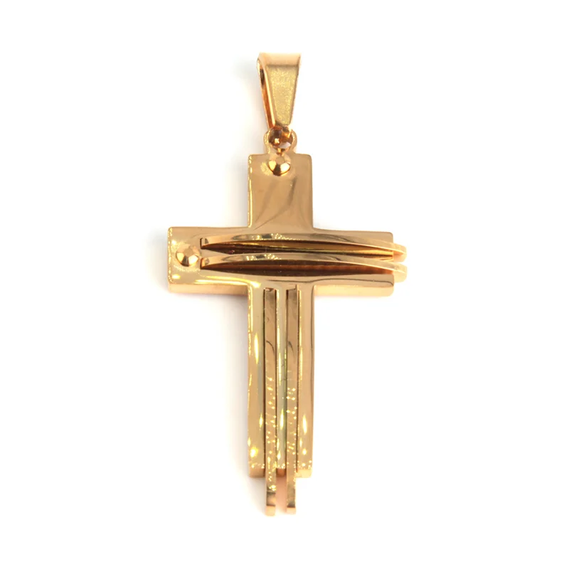 Dije Acero Inoxidable Dorado Cruz Moderna Power Gold