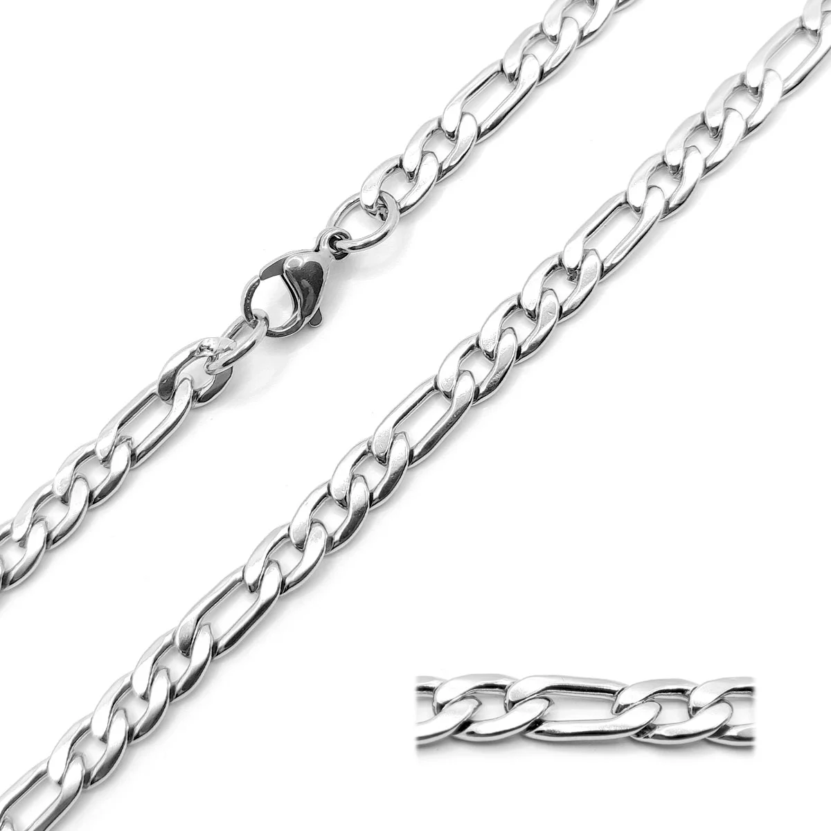 Cadena Acero Inoxidable Plateado Clasica 3x1 5mm x 60 cm