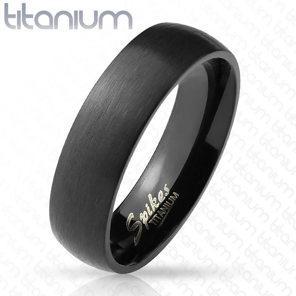 Anillo Titanio Negro Mate Argolla de Matrimonio Liso