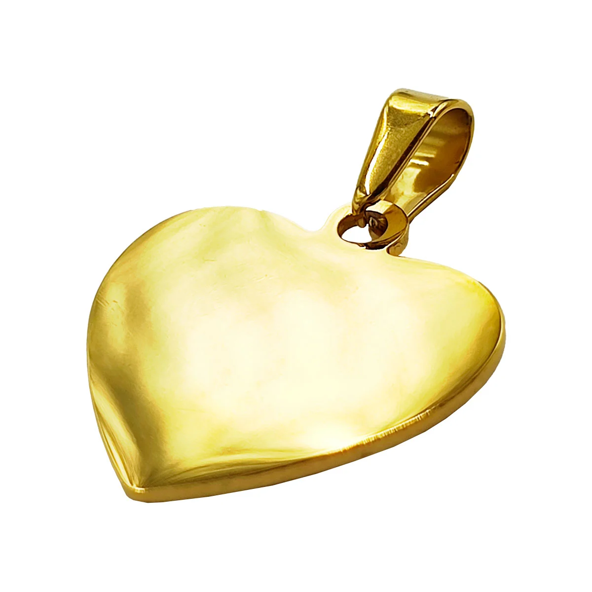 Dije Acero Inoxidable Dorado Corazon Liso Placa 25 mm