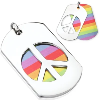 Dije de Acero Inox Diseño Placa Paz y Amor Ogullo Gay