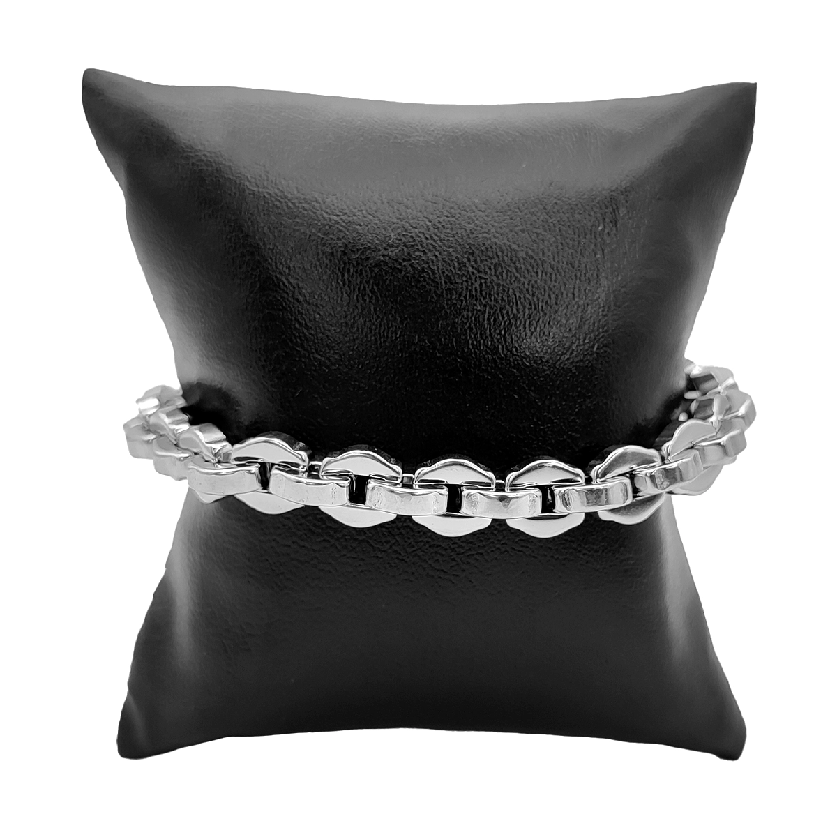 Pulsera Acero Plateado  Esclava Semi Circulo Entrelazado