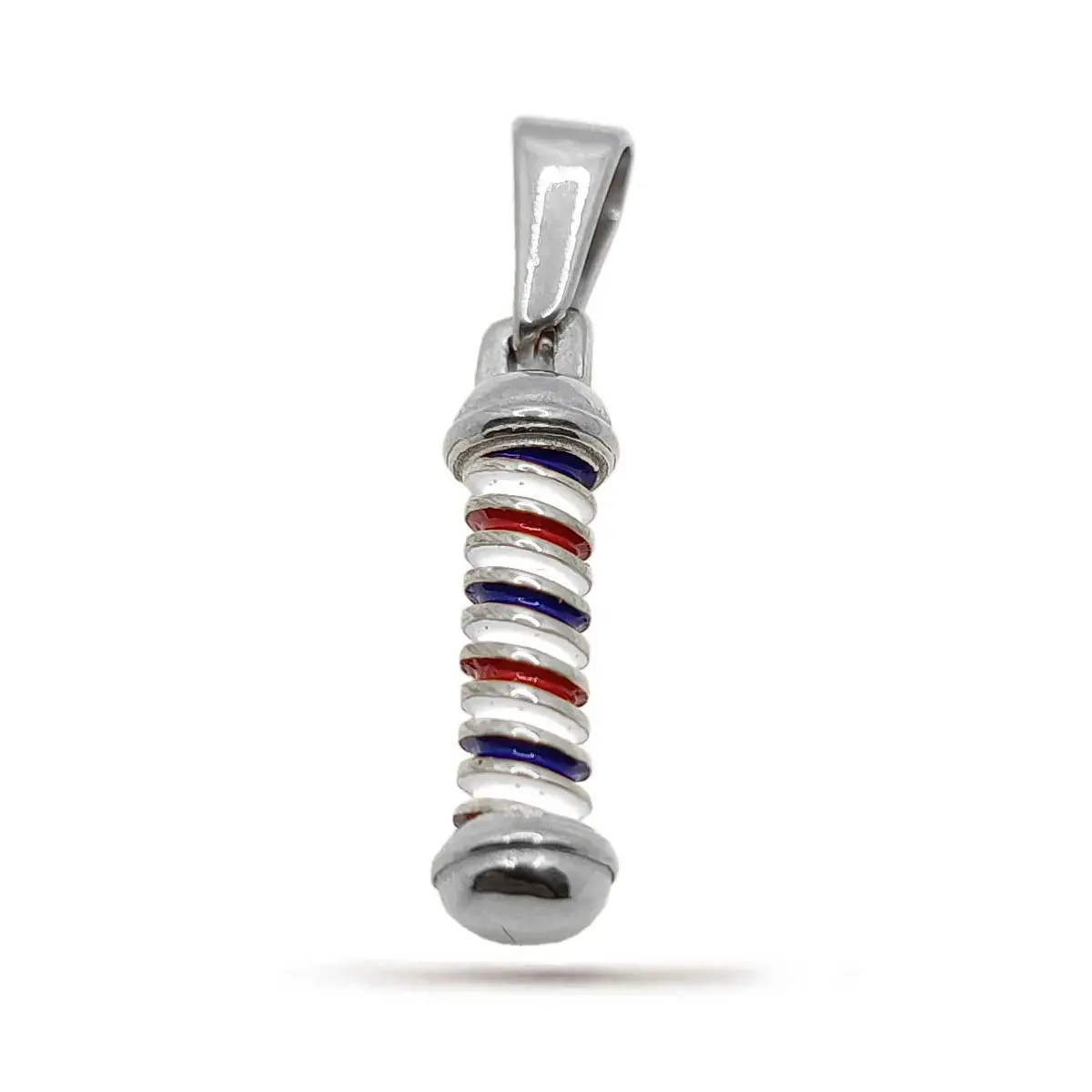 Dije Acero Inox Plateado Barbero Barra Tricolor Peluquero