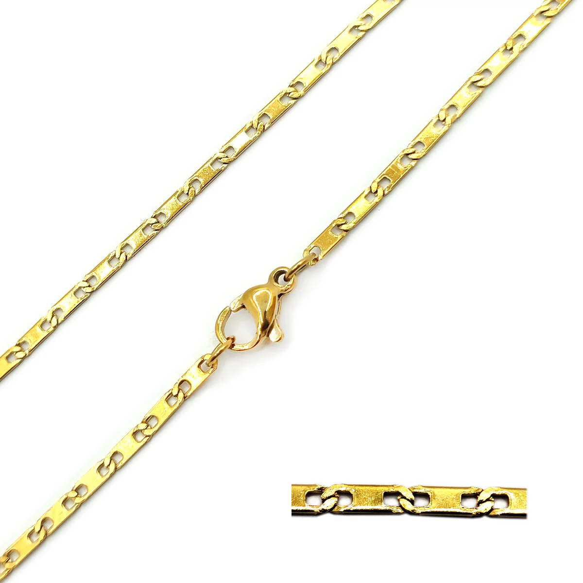 Cadena Acero Inoxidable Dorado Planchada Eslabon Adige