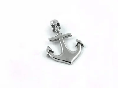 Dije de Acero Inoxidable Diseño Ancla con Calavera