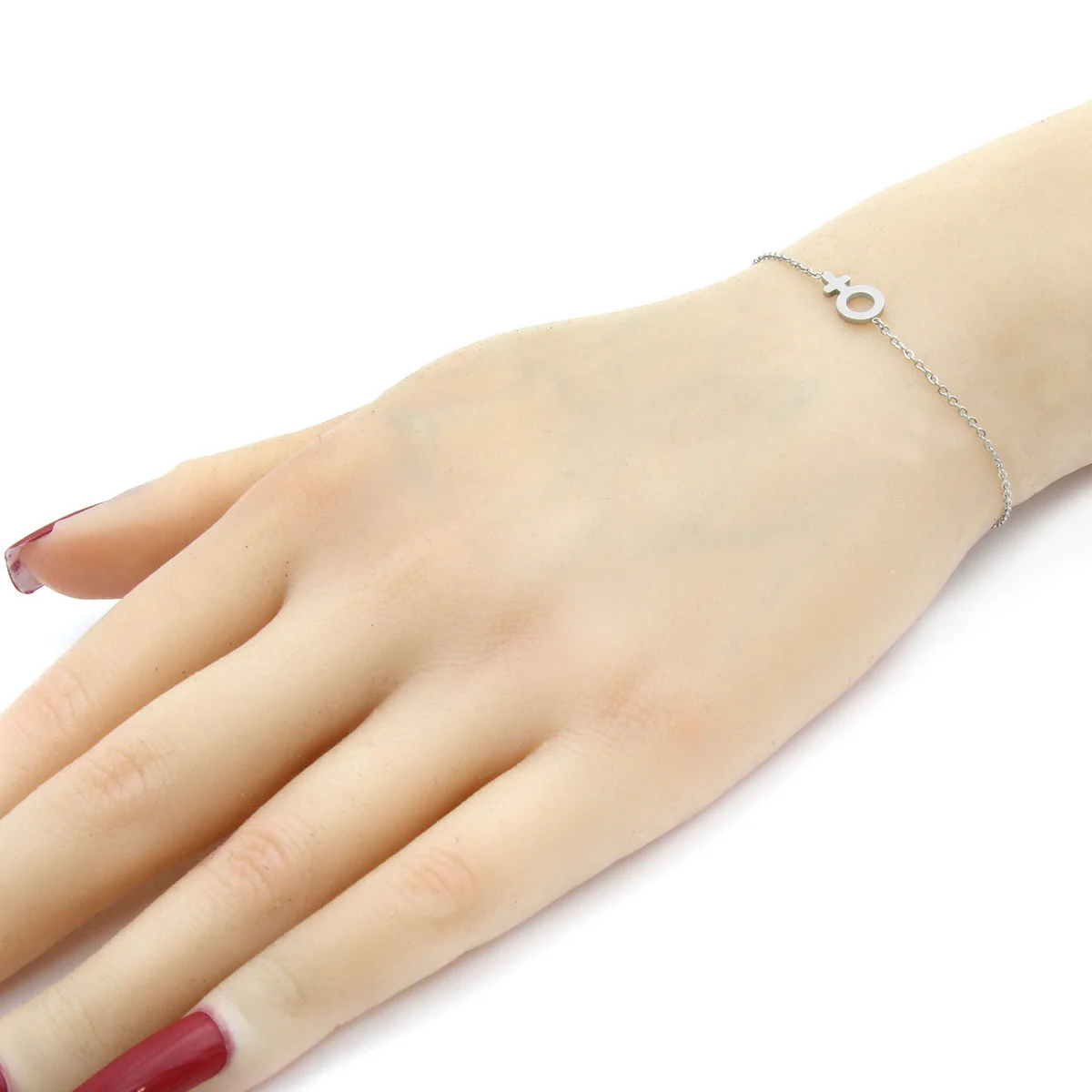 Pulsera Acero Inoxidable Plateado Simbolo Espejo Venus