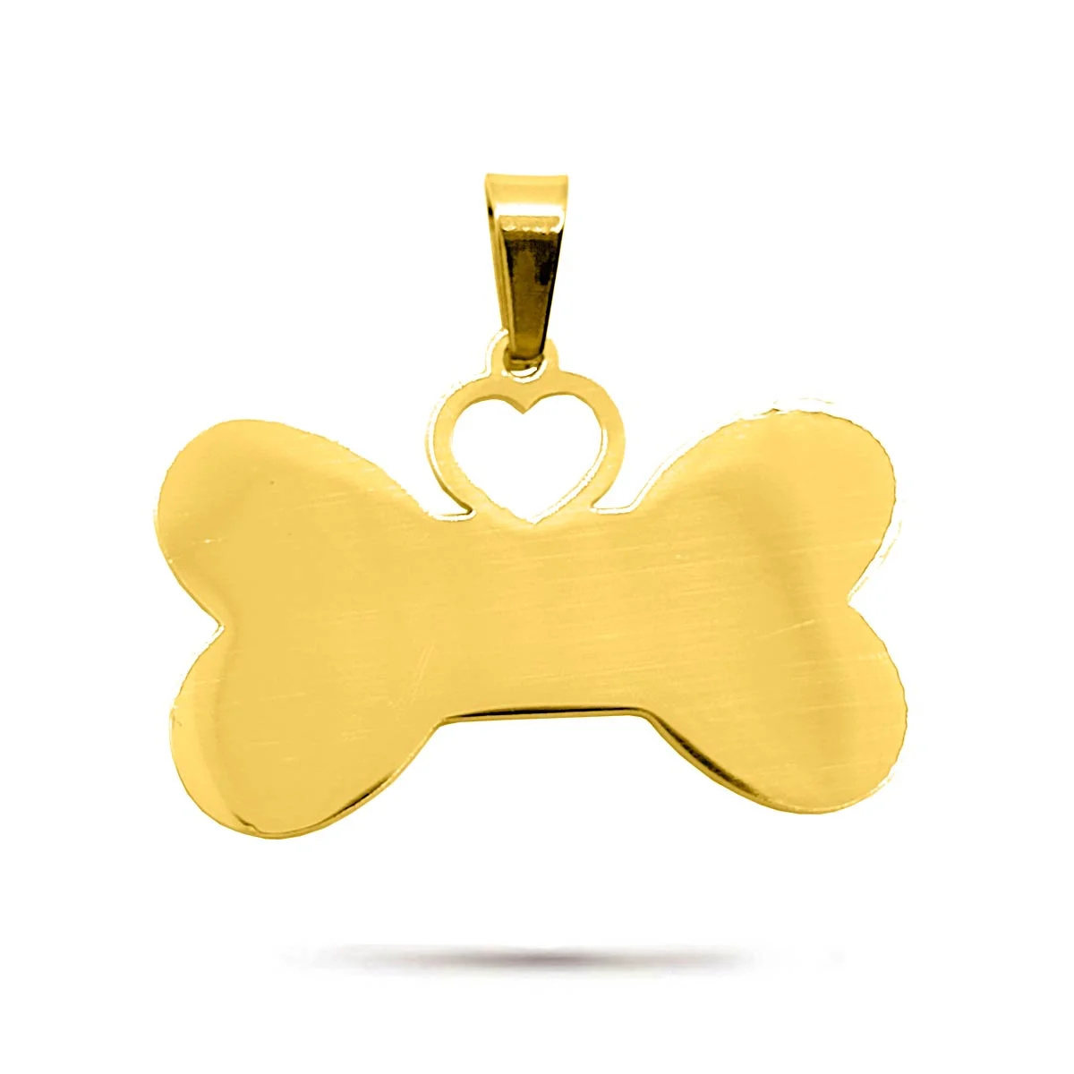 Dije Acero Dorado Placa Grabado Laser Hueso Corazon