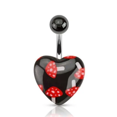 Piercing en el ombligo de Acrilico Diseño Corazones y Hongos