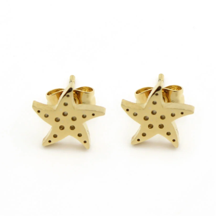 Aretes Acero Dorado Estrella de Mar Naturaleza