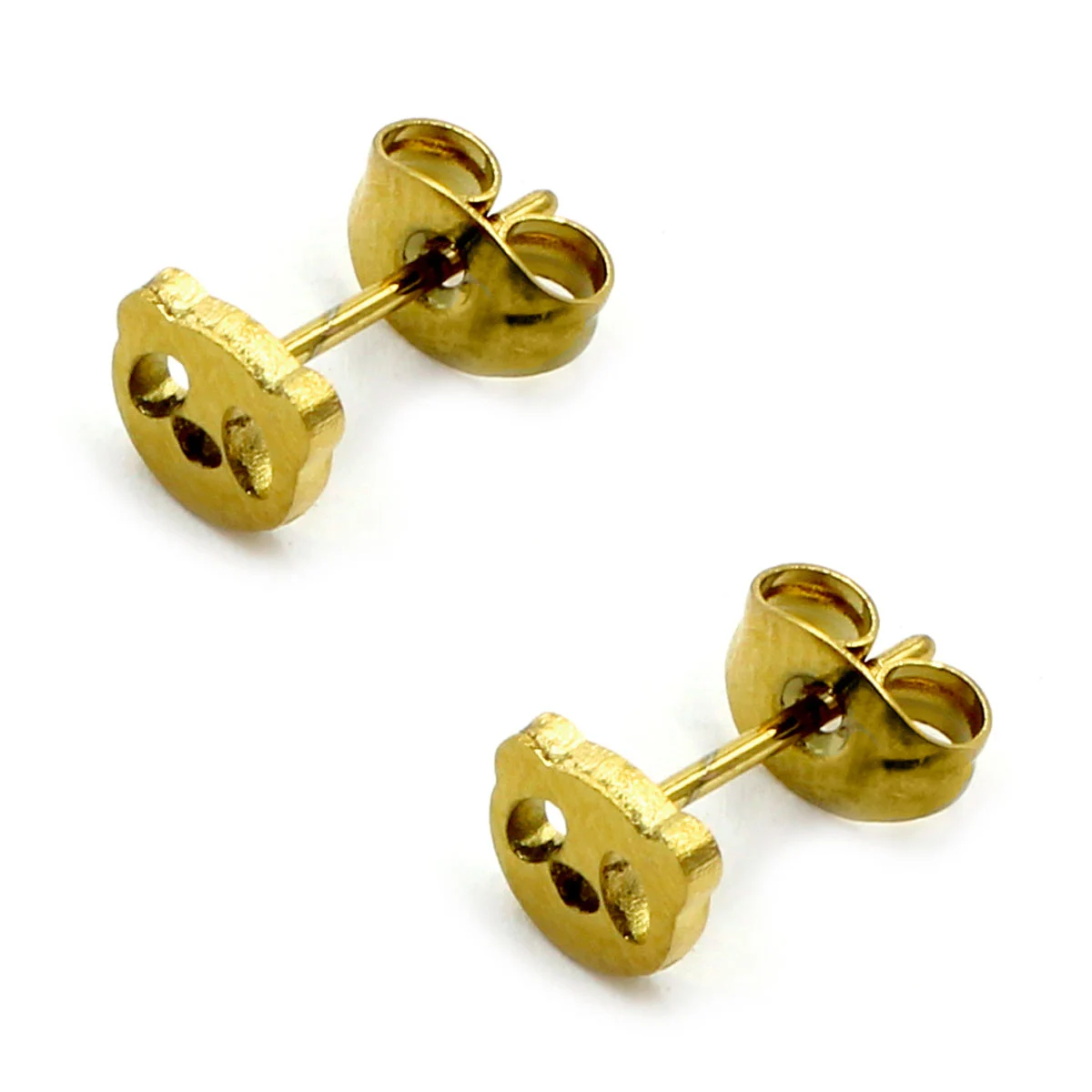 Aretes Acero Inox Dorado Tipo Broquel Oso Panda