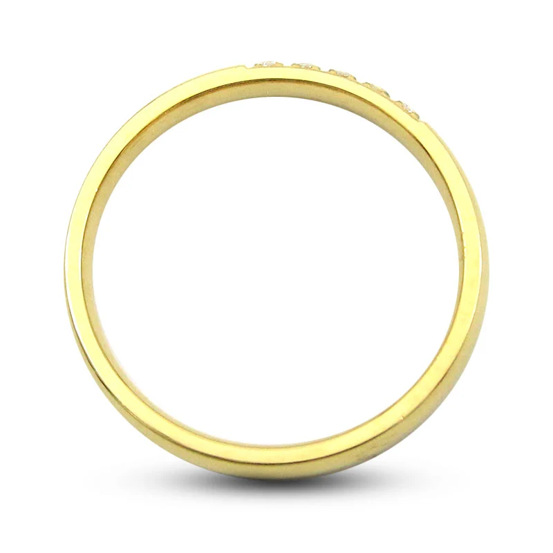 Anillo Acero Inoxidable Argolla Dorada 5 Cristales Claros