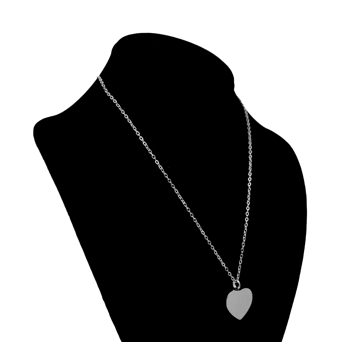 Collar Acero Plateado Urna Corazón Para Grabado